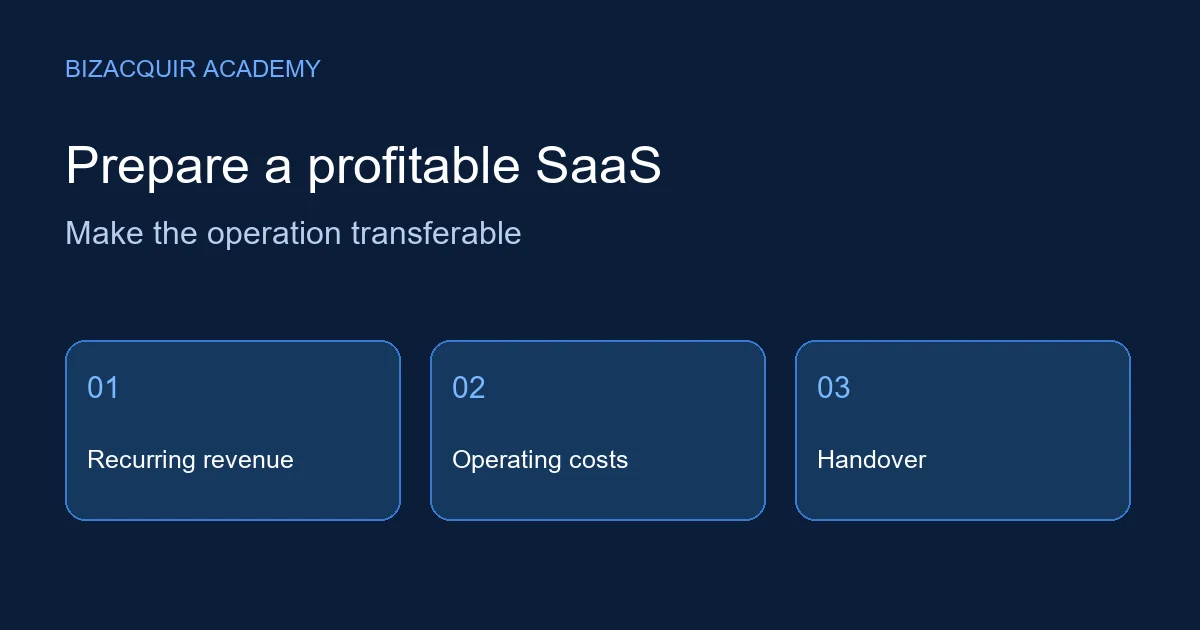 Illustrated recurring revenue, operating costs and handover preparation